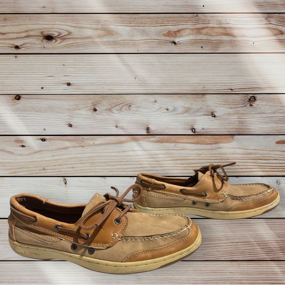 Tommy Bahama Men's Captain Sz 11M Tan Leather Boat Shoes - Picture 6 of 9